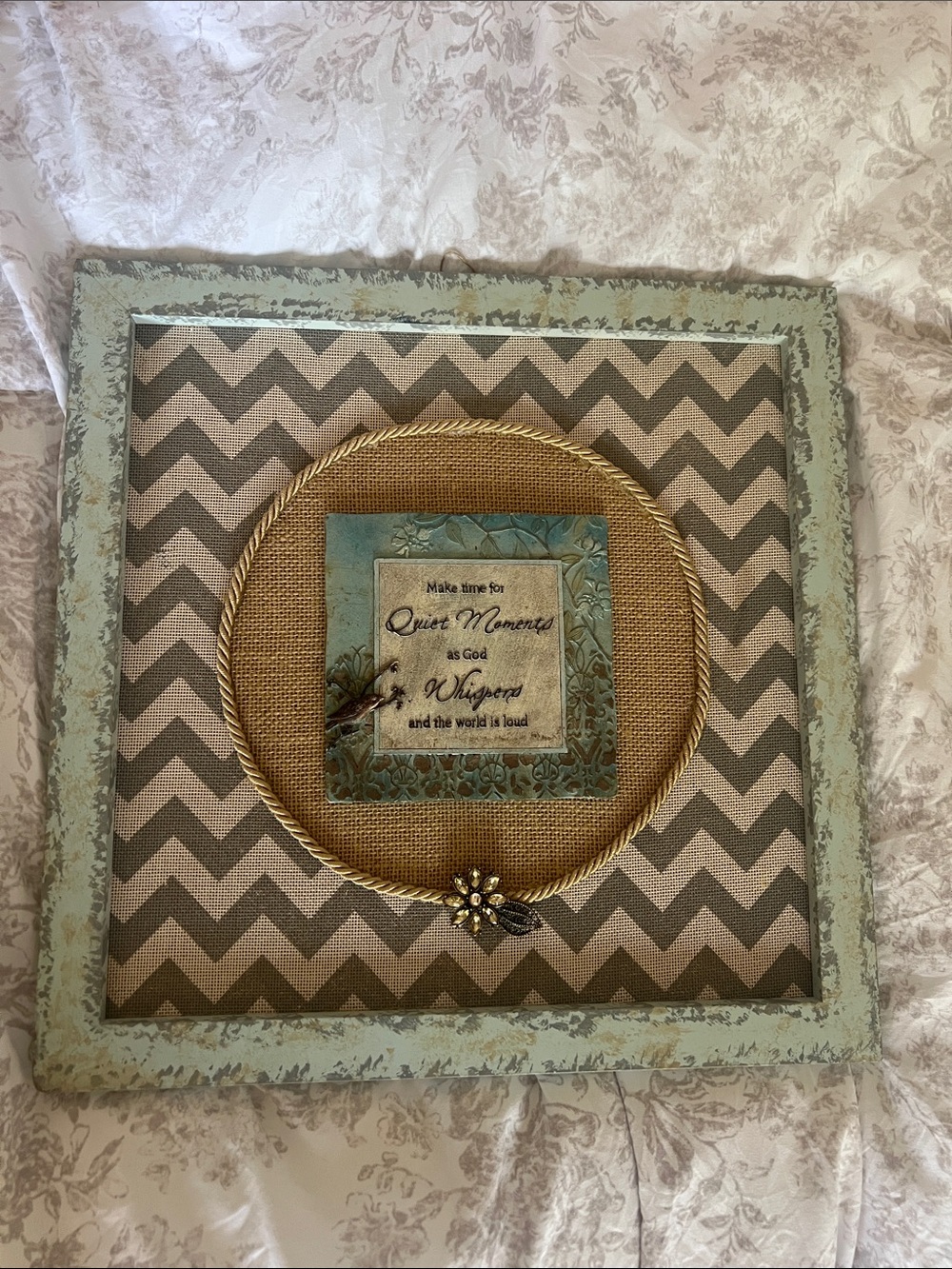 Handmade Shabby Chic Decorative Chevron Wall Art - Quiet Moments with God